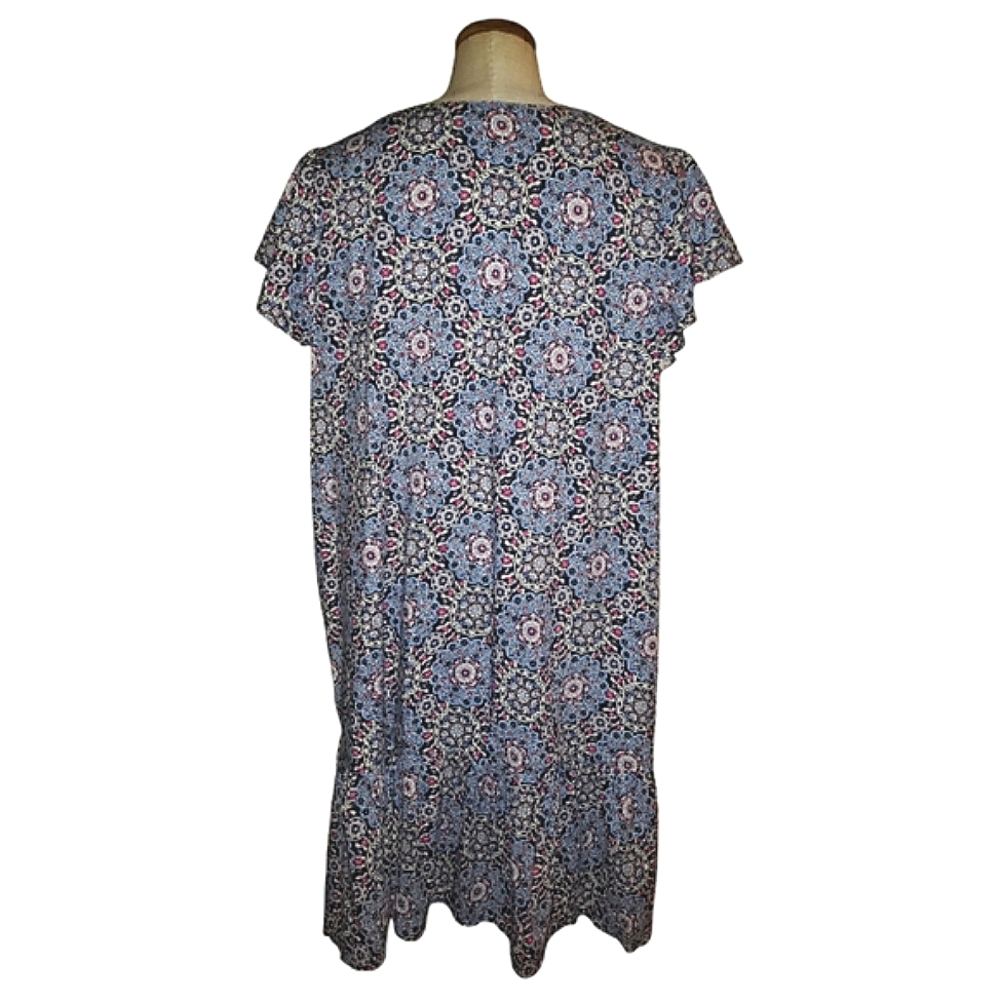 Loft Medallion Print Button Front Drop Waist Ruff… - image 5